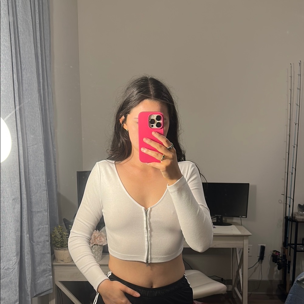 SHEIN Cream Fitted Buttoned Bodysuit